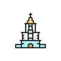 Vector Ukrainian Orthodox Church, sanctuary flat color line icon.