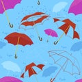 Vector umbrellas seamless pattern