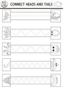 Vector under the sea handwriting practice worksheet. Ocean life printable black and white activity for preschool children. Tracing