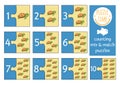 Vector under the sea mix and match puzzle with cute baby turtles. Ocean life matching math activity for children. Educational