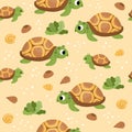 Vector under the sea seamless pattern. Repeat background with tortoise and its baby. Ocean life digital paper. Funny water animals Royalty Free Stock Photo