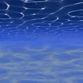 Vector underwater background illustration with water waves. Blue underworld realistic backdrop. Ocean or sea floor Royalty Free Stock Photo