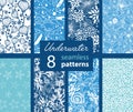 Vector Underwater Life Eight Set Seamless Pattern