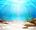 Vector underwater life sea bottom scene background Royalty Free Stock Photo