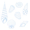 Vector underwater sea cartoon. Various seashells. Great for web page background, wrapping paper, cards,notebook and invitation