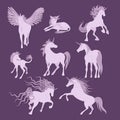 Vector unicorns image collection