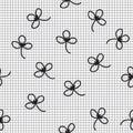 Vector Uniform black and white Grid checkered with flower seamless pattern. Royalty Free Stock Photo