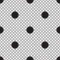 Vector Uniform Grid fishnet tights with polka dot seamless pattern. Royalty Free Stock Photo