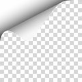 Vector upper left curl of corner of transparent sheet of paper Royalty Free Stock Photo