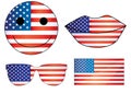 Vector USA lips Independence day heart 4th of Julys smiley July 4th fourth of July flags cartoon decorations emoji 2d eps jpg Royalty Free Stock Photo