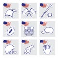 Vector USA Set American National Symbol Sports Royalty Free Stock Photo