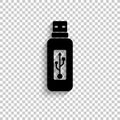 Vector usb flash drive - black vector icon with shadow Royalty Free Stock Photo