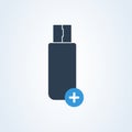 Vector usb type-c and usb-c memory icon. plus and add memory