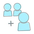 Vector user chat icon. Symbol of interaction of people. Add use cartoon style on white isolated background Royalty Free Stock Photo