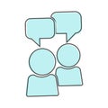 Vector user chat icon. Symbol of interaction of people with a cloud of thoughts cartoon style on white isolated background