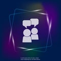 Vector user chat neon light icon. Flat Symbol of interaction of people with a cloud of thoughts icon. Layers grouped for easy Royalty Free Stock Photo