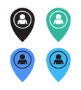 Vector User Location Pin Icon Set. Profile Location Pin Symbols