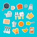 Vector utensils flat icons stickers set illustration