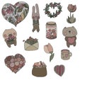 vector valentinas day set hear bear bank Royalty Free Stock Photo