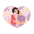 Vector valentine card with cute characters. Romantic couple in love kissing. World kissing Day. Clipart of love. Royalty Free Stock Photo