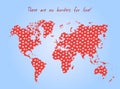 Vector Valentine Day Postcard - World Map with Love Pattern Royalty Free Stock Photo