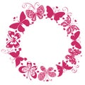 Vector valentine frame made with rose butterflies, isolated