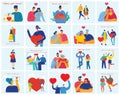 Vector Valentine illustration cards of happy couples in love Royalty Free Stock Photo