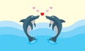 Vector Valentine`s Animal Dolphin Love Royalty Free Stock Photo