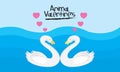 Vector Valentine`s Animal Swan Love Background