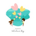 Vector valentine's day card design with cute couple drawing illustration background for banner and poster Royalty Free Stock Photo