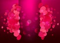 Vector Valentine`s day festive background. Pink, red hearts on purple background Royalty Free Stock Photo