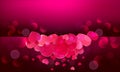 Vector Valentine`s day festive background. Pink, red hearts on purple background Royalty Free Stock Photo