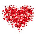 Valentine`s day heart made of hearts. Vector illustration.