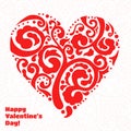 Vector Valentine's day lacy heart greeting card on