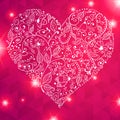 Vector Valentine's day lacy heart greeting card