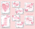 Vector Valentine`s day templates. Set of wedding and greeting cards, brochures and invitations in pink with hearts Royalty Free Stock Photo