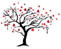 Vector Valentine Tree With Keys and Red Hearts. Royalty Free Stock Photo