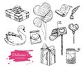 Vector Valentines day collection. Hand drawn illustrations.