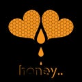 Vector valentines day creative minimal greeting card with honeycomb pattern in hearts and drops of honey