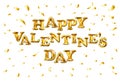 Vector Valentines Day golden balloon banner with gold glitter confetti illustration Royalty Free Stock Photo