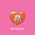 Vector Valentines day greeting card with funny cartoon heart character isolated on pink background. Conceptual Royalty Free Stock Photo