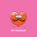 Vector Valentines day greeting card with funny cartoon heart character isolated on pink background. Conceptual Royalty Free Stock Photo