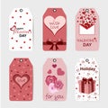 Vector valentines day label templates for placing discount prices. February 14 handwritten gift tags, labels or posters collection Royalty Free Stock Photo