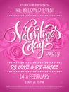 Vector valentines day party poster with lettering word - valentines day and roses bud on background