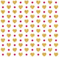 Vector Valentines day seamless pattern background with hearts of gold and black. Vector illustration Royalty Free Stock Photo