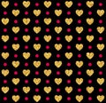Vector Valentines day seamless pattern background with hearts of gold and black. Vector illustration Royalty Free Stock Photo