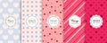Vector Valentines day seamless patterns collection. Set of colorful backgrounds Royalty Free Stock Photo