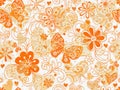 Vector valentines pattern with hearts and flowers and butterflies i Royalty Free Stock Photo