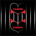 Vector valentines vampire heart with collar and diabolic heart with horns shaping a third heart