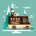 Vector van illustration retro vintage coffee Royalty Free Stock Photo